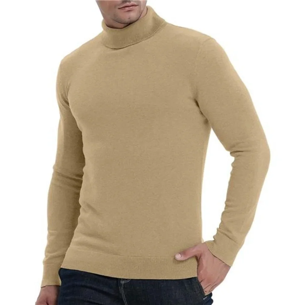 Slim Fit Basic Sweaters Knitted Thermal Turtleneck Pullover Sweater For Men - Picture 3 of 5